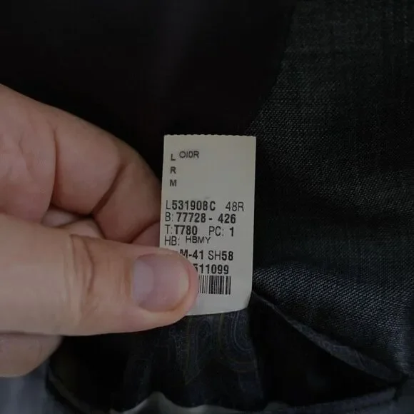Lauren Ralph‎ Lauren Wool Gray Sharskin 46R Blazer 2 Button Tagged 48R